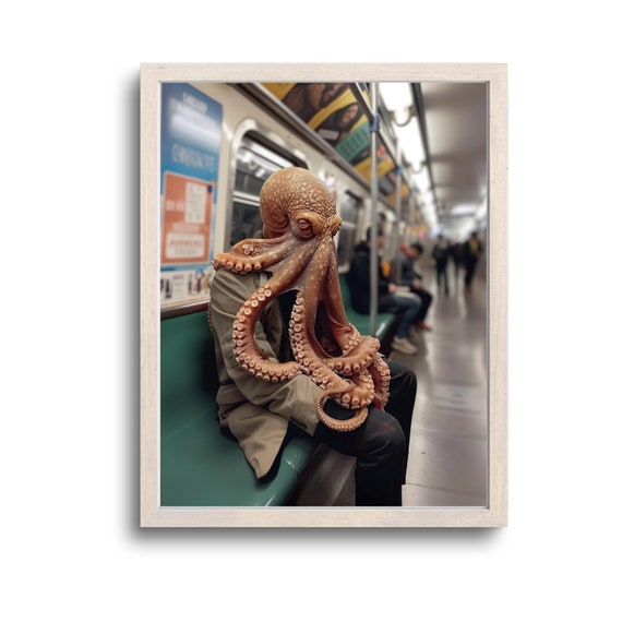 Octopus In Ny Subway Print Wall Art Gifts Photo Whimsical Animals