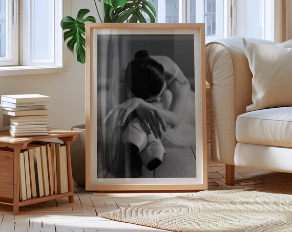 Poignant Ballet Repose, Black And White Art Print