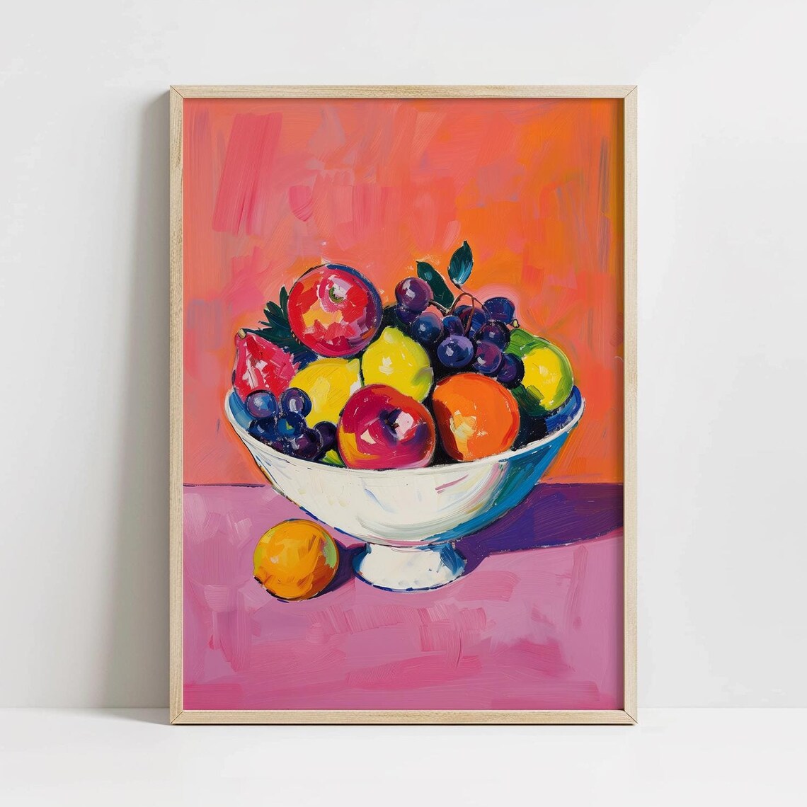 Colorful Bowl Of Fruit Abstract Still Life Art Print