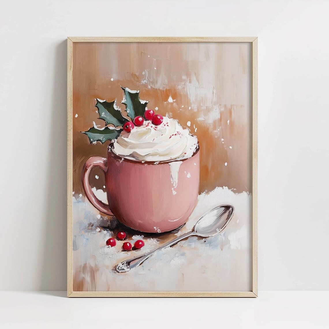 Pink Hot Cocoa Mug With Whipped Cream Christmas Coffee Bar Poster