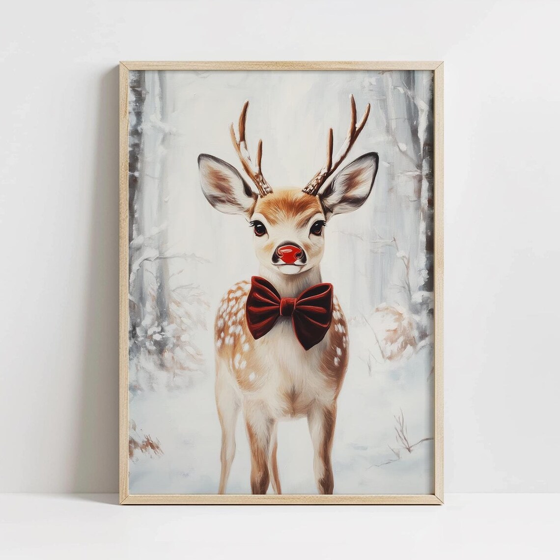 Rudolph Art Print, Holiday Deer Nursery Decor