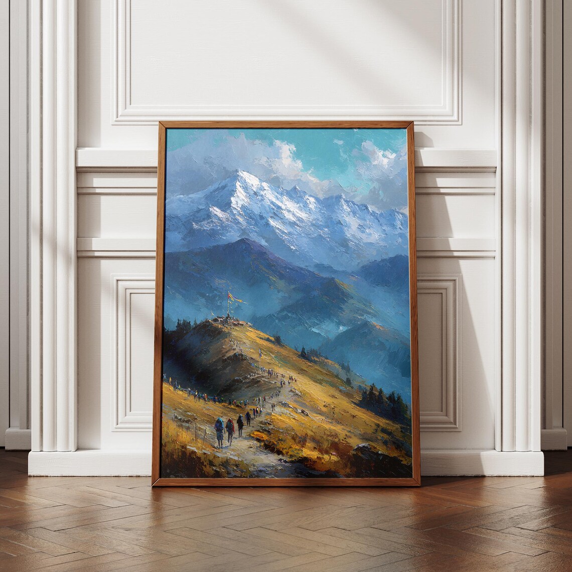 Himalayan Mountain Hiking Art Print, Nepal Landscape