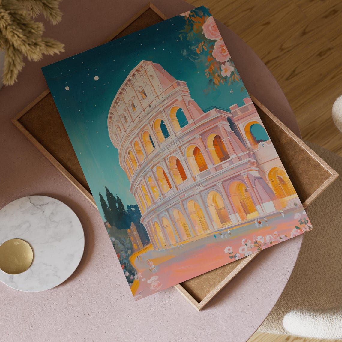 Colosseum Rome Art Print, Soft Nighttime Cityscape - Image 4