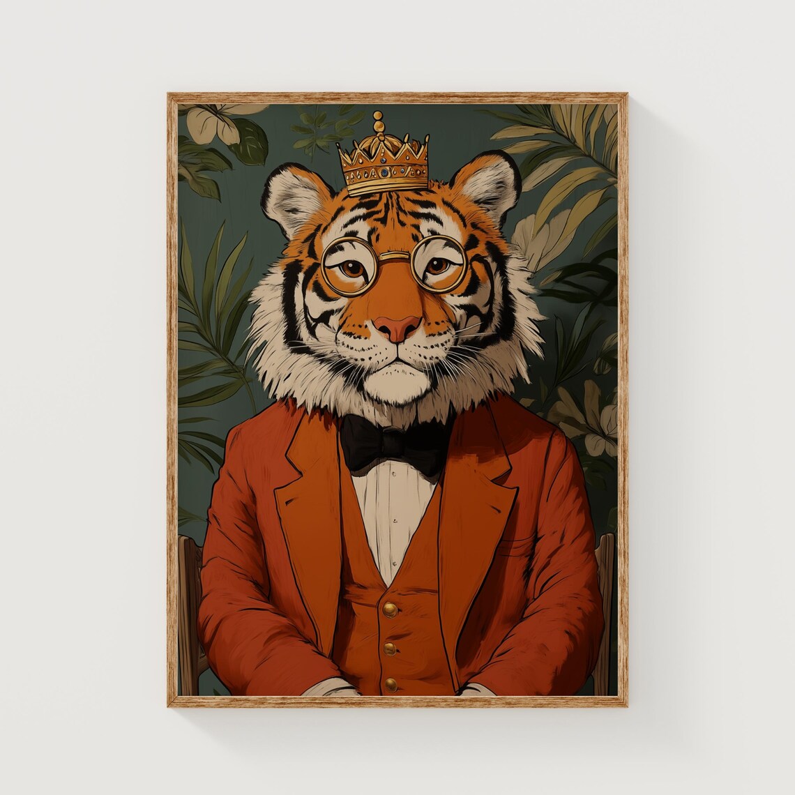 Royal Tiger, Quirky Animal Portrait Art Print - Image 4