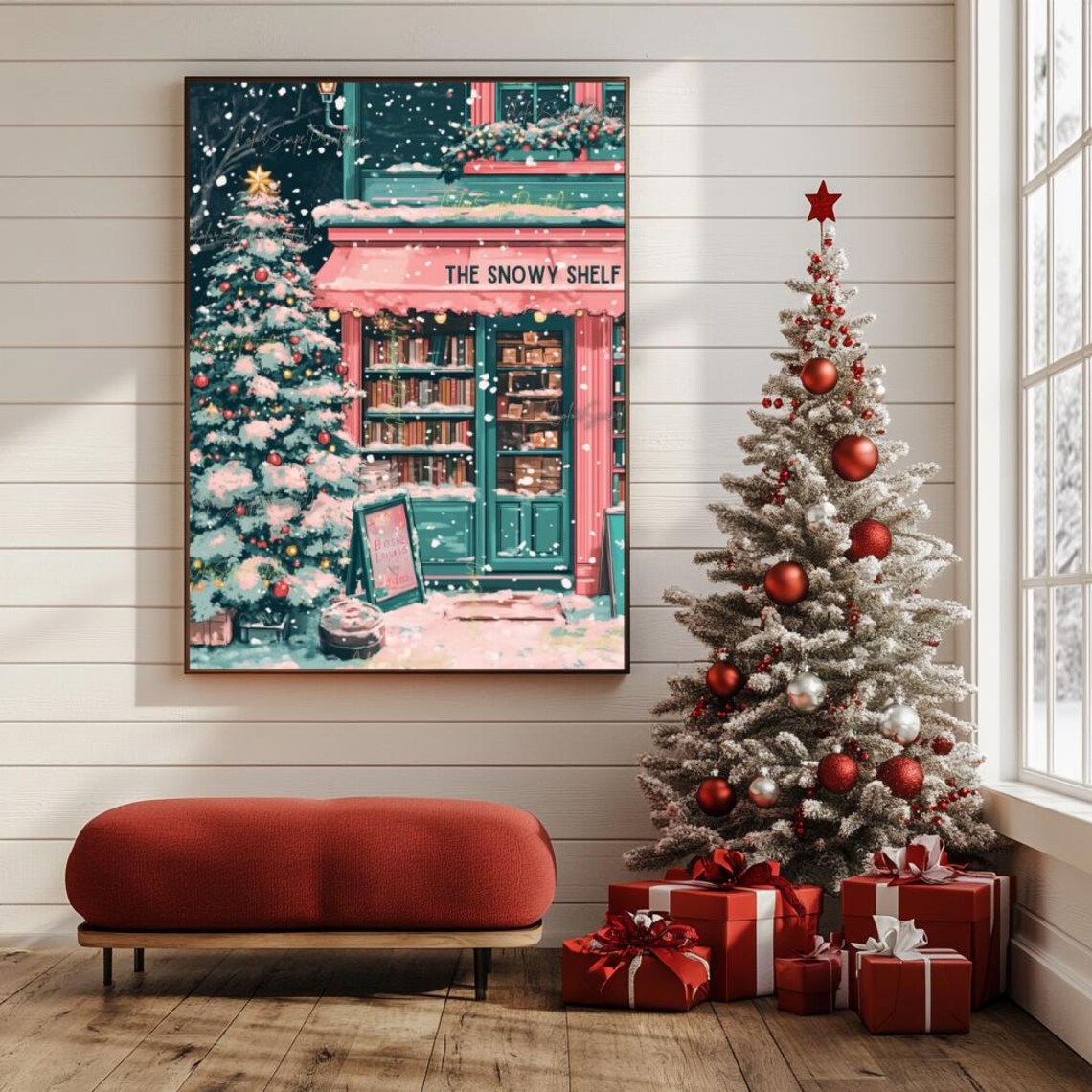 Winter Bookstore Anime-Style NYC Art Print - Image 4