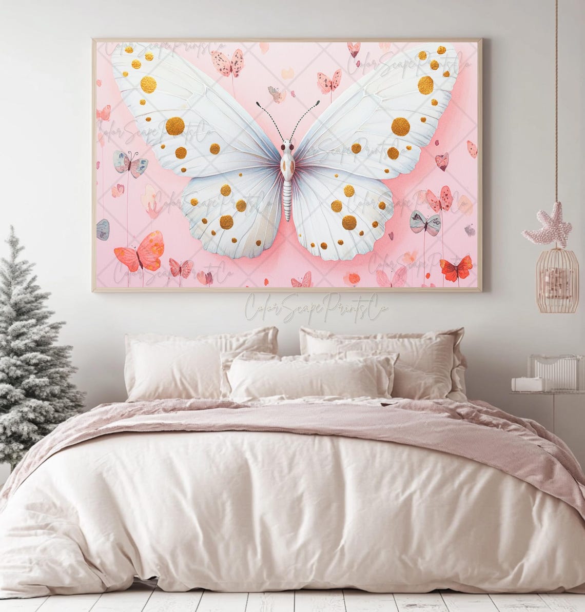 Colorful Butterfly Print Blush Pink Butterflies Print Large Butterfly Painting Pink Colorful Animal Print Insect Art Print Girls Room Decor - Image 4