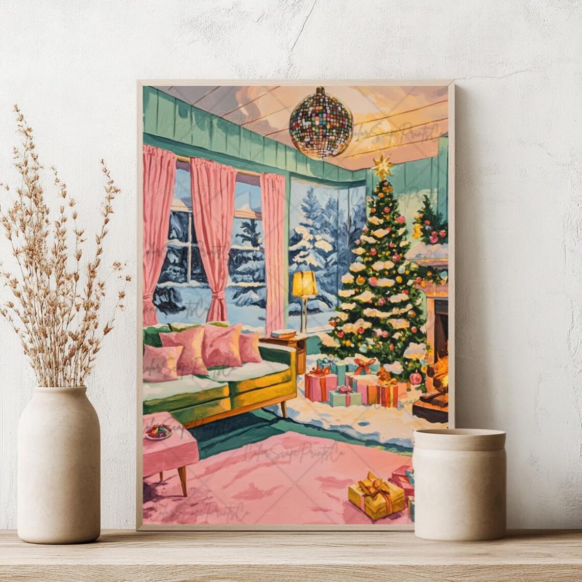 Christmas Tree Disco Living Room Holiday Art Print - Image 3