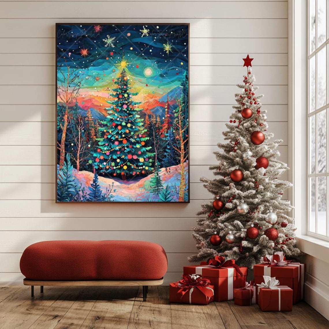 Van Gogh-Inspired Colorful Christmas Tree Art Print - Image 4