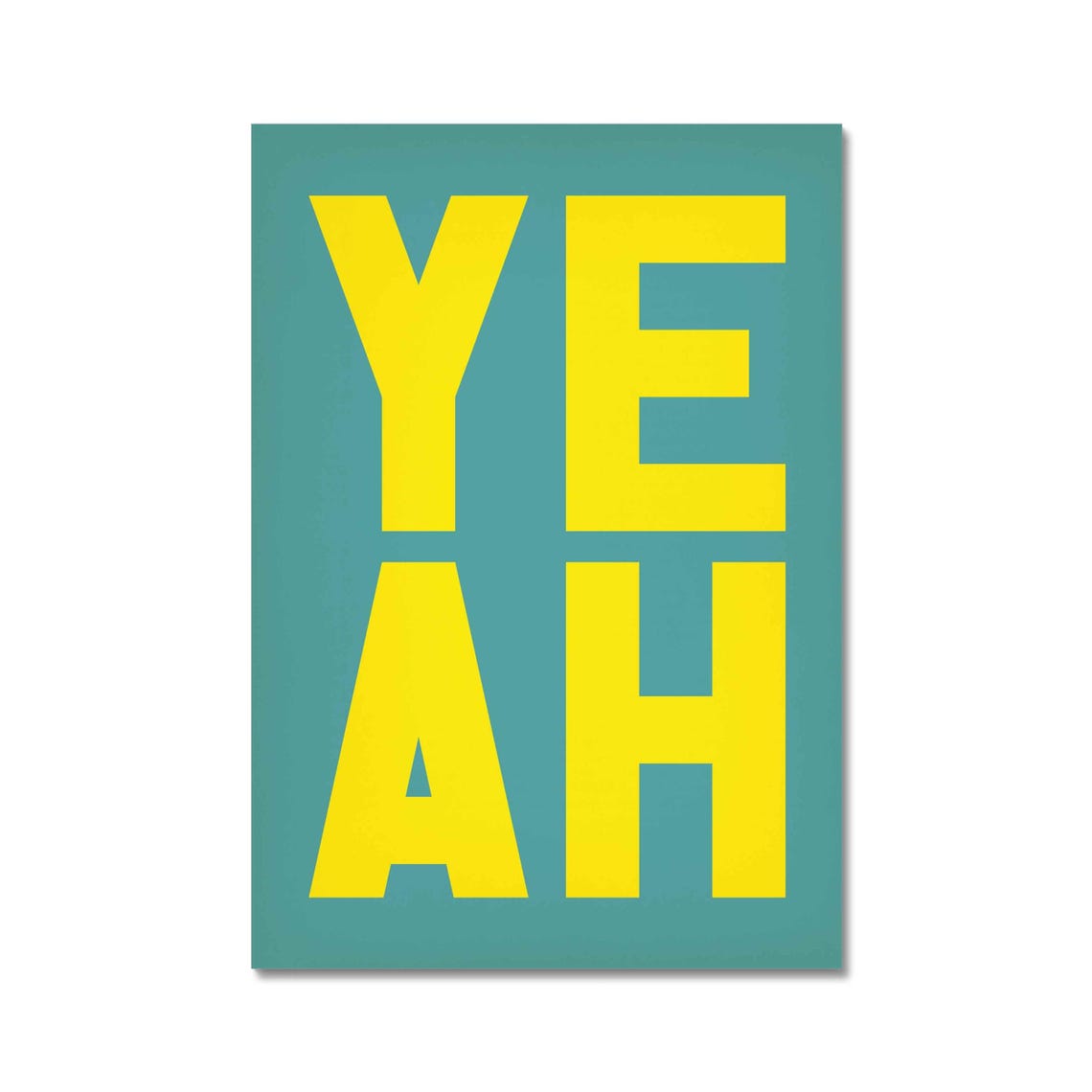 Yeah Yellow on Teal Bold Retro Block Letter Typography Poster