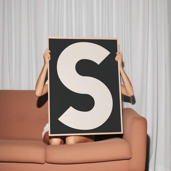 S Print My Type Of A Z Wall Print Retro Wall Art Trendy Wall Art Typography Letters Letter Print Gift Art S
