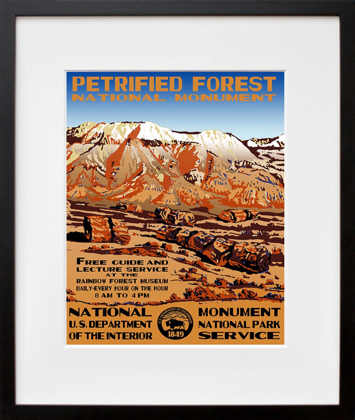 Petrified Forest National Monument Desert Hills NPS Travel Poster