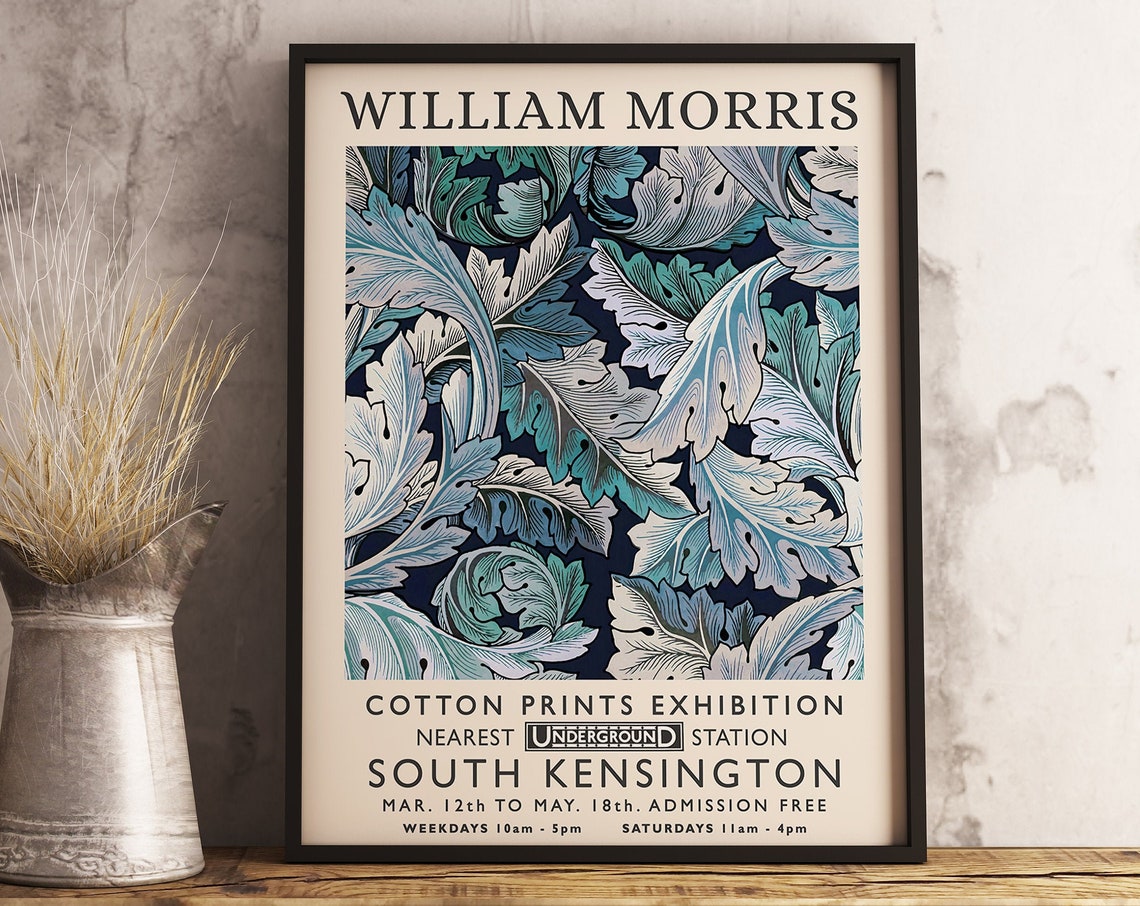 William Morris Cotton Prints Exhibition Poster South Kensington Art - Image 3