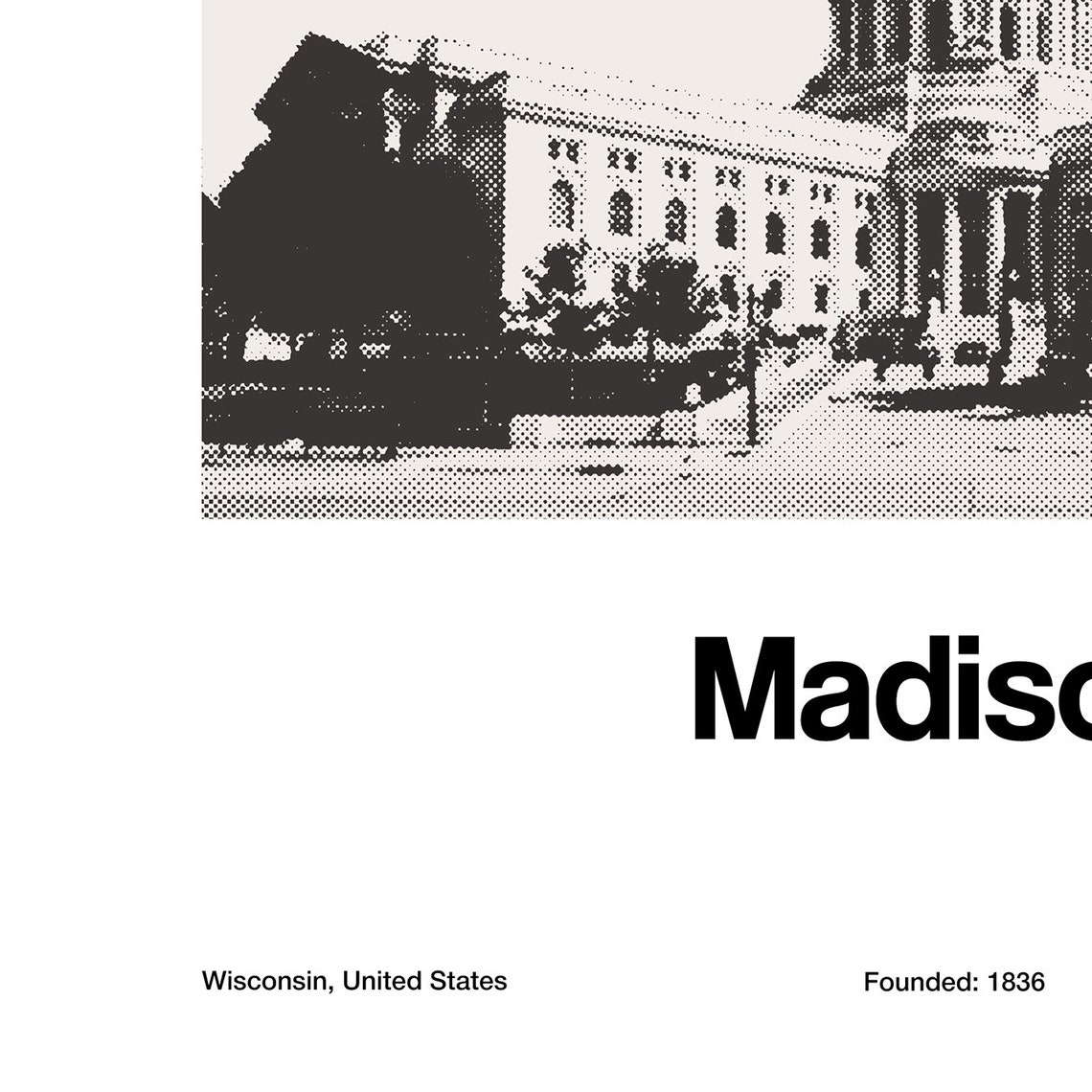 Madison Wisconsin Skyline, Minimalist City Art Print - Image 2