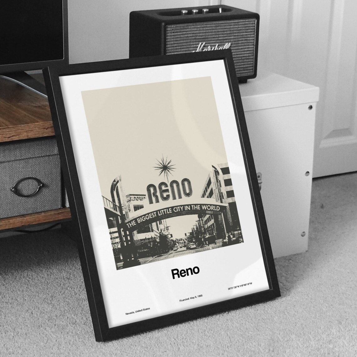 Reno Nevada Minimalist Travel Poster, City Print - Image 2
