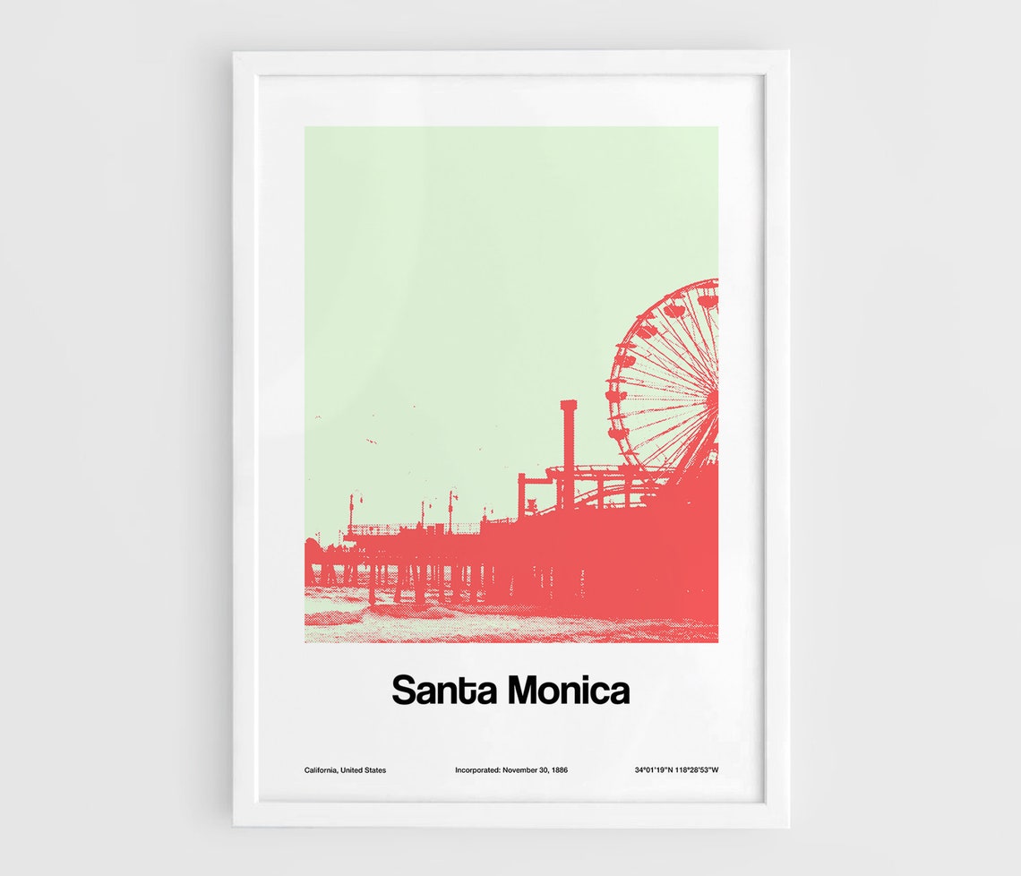 Santa Monica Pier Minimalist Travel Poster, California