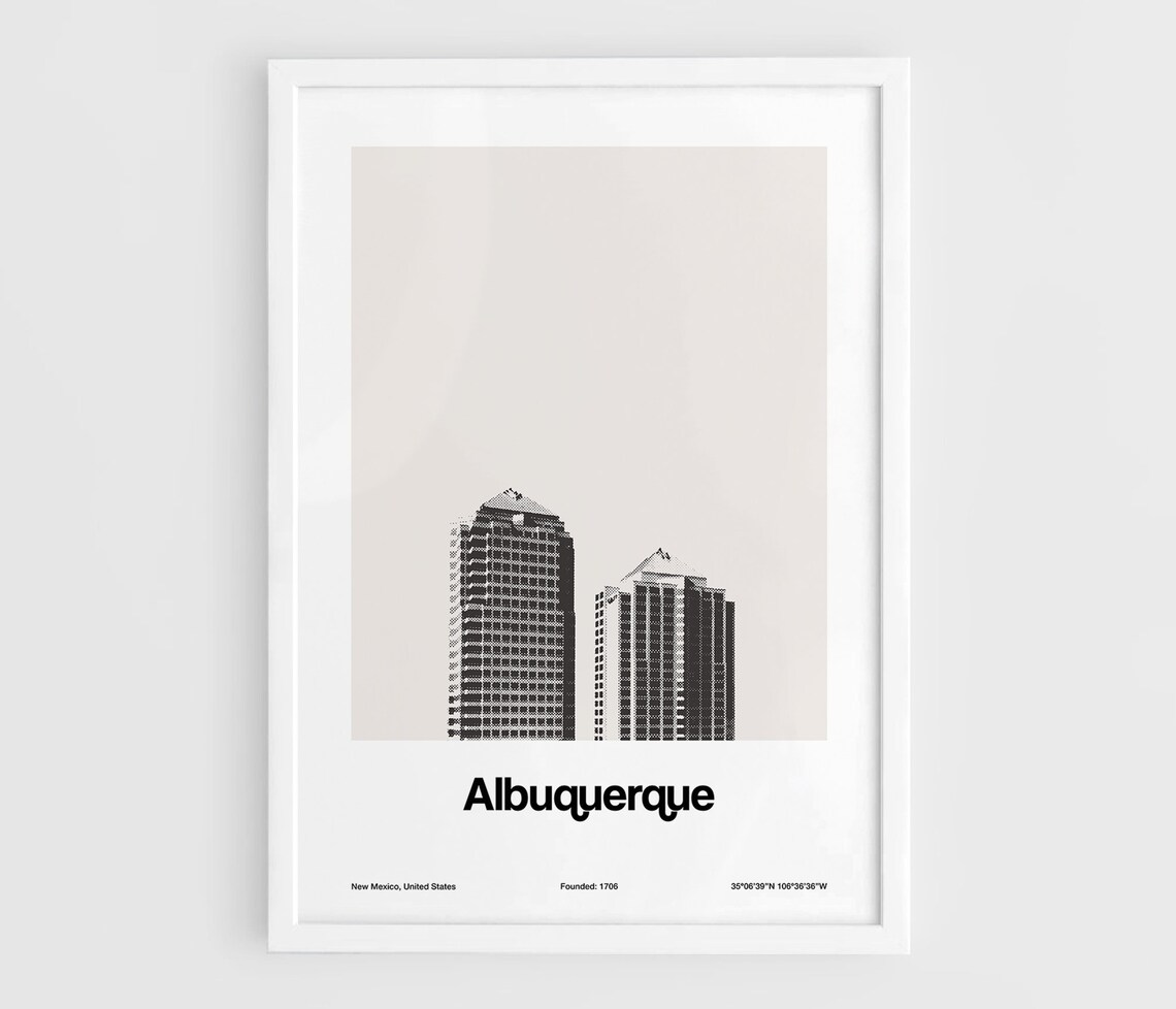 Albuquerque Skyline, Minimalist New Mexico Travel Poster