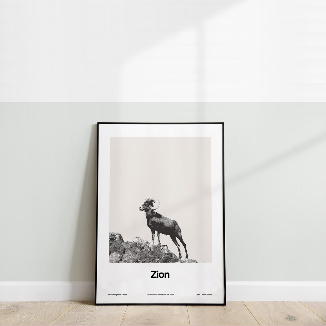 Zion National Park Desert Bighorn Sheep, Minimalist Art Print - Image 2