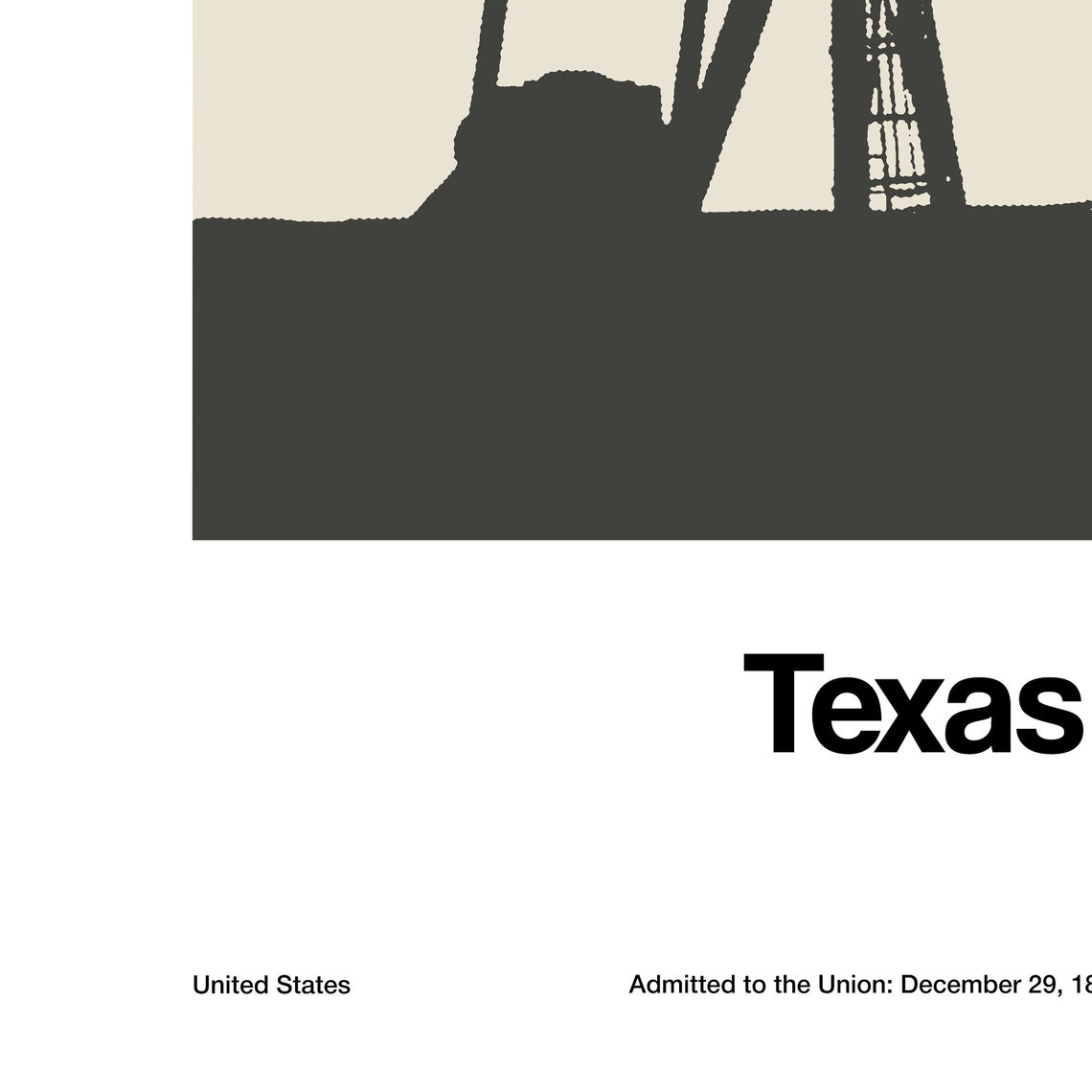 Texas Oil Well Minimalist Poster, Black White - Image 2