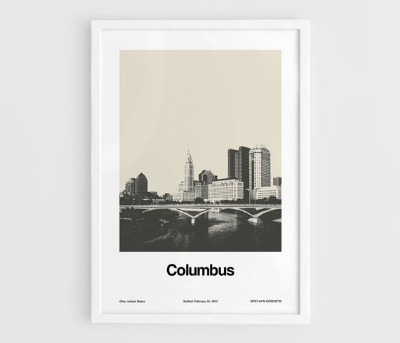 Columbus Ohio Skyline, Minimalist City Art Print