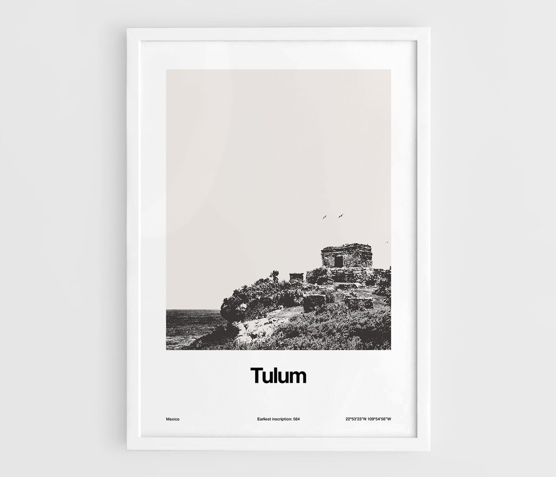 Tulum Mexico Poster, Minimalist Custom City Print