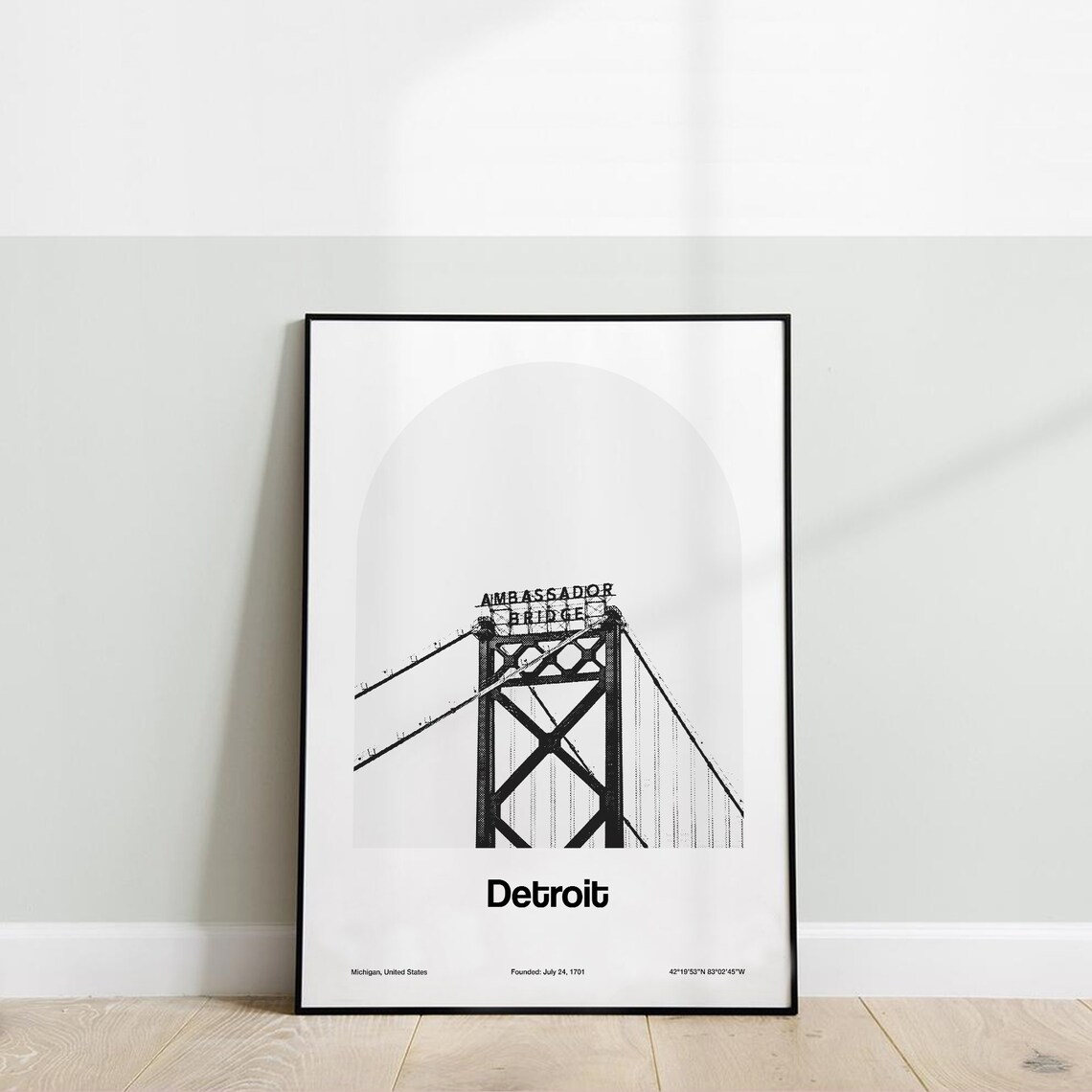 Detroit Ambassador Bridge, Minimalist Travel Poster - Image 3