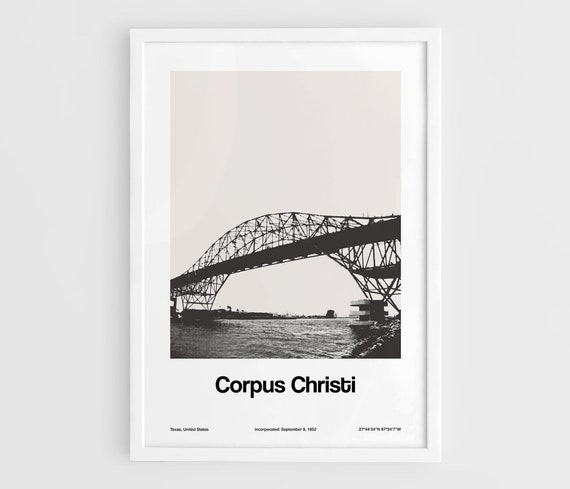Corpus Christi Harbor Bridge Texas Poster, Minimalist