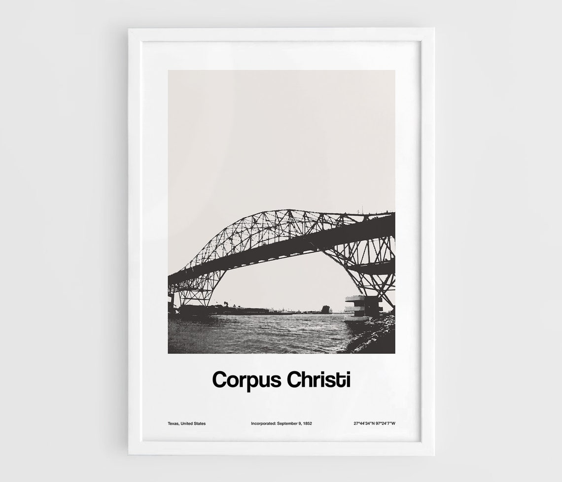 Corpus Christi Harbor Bridge Texas Poster, Minimalist