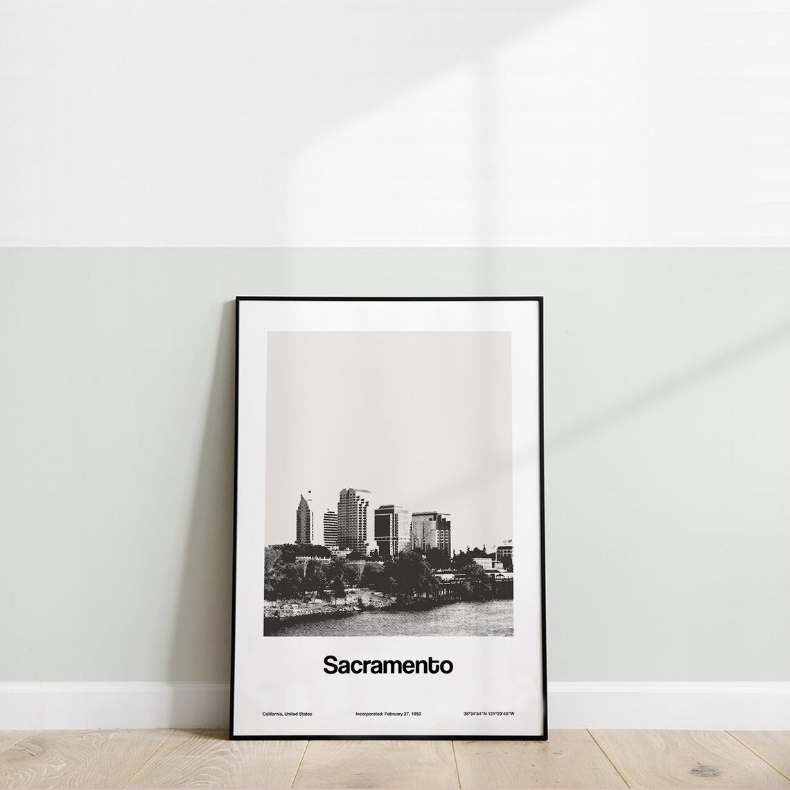 Sacramento Skyline Art Print, Black and White City - Image 2