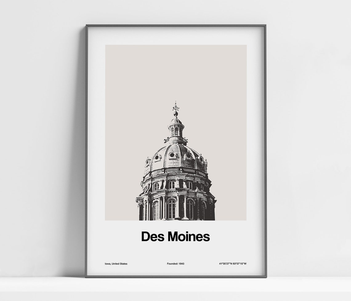 Des Moines Iowa State Capitol Minimalist Art Print