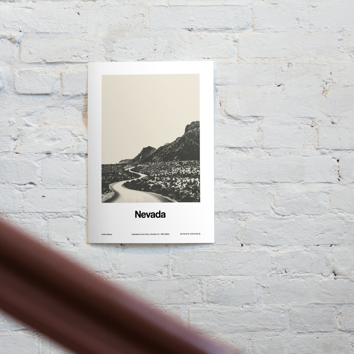 Nevada Landscape Black and White Minimalist Art Print - Image 2