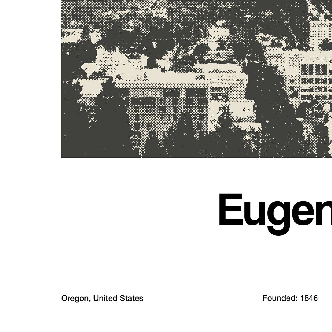 Eugene Oregon Minimalist Travel Poster, City Skyline - Image 3