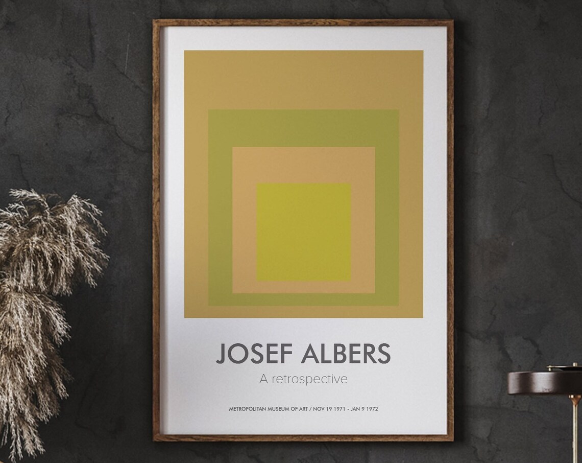 Josef Albers Gold Square Homage Minimalist Geometric Museum Art Poster