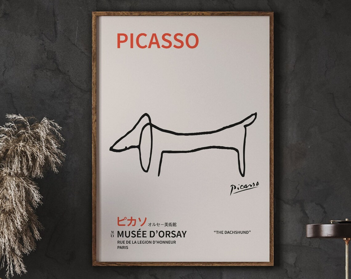 Picasso Dachshund Line Art Minimalist Art Print