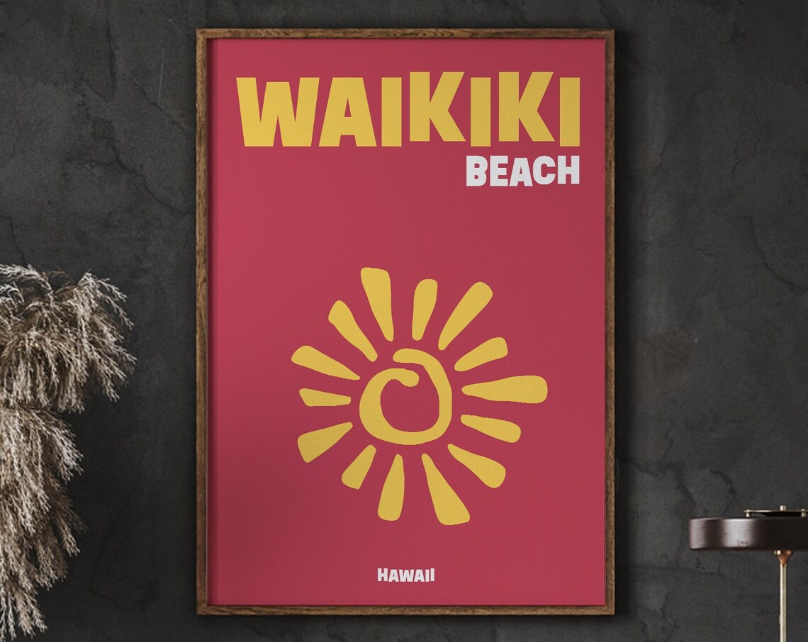 Waikiki Travel Poster, Dorm Room Decor