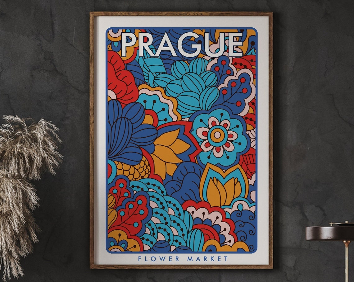 Prague Flower Market Poster Prints Shop Florist Gift Print Instant