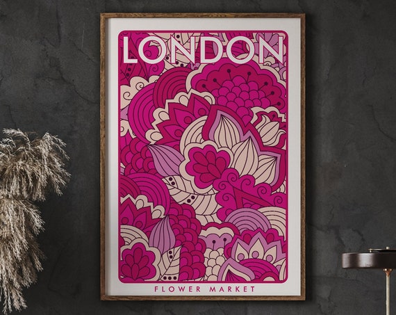 London Flower Market Poster Prints Shop Florist Gift Print Instant