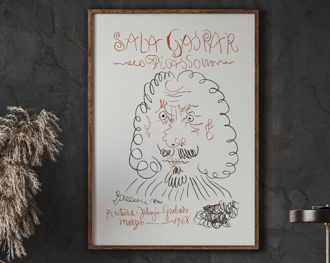 Pablo Picasso Sala Gaspar Poster, Lithograph Line Drawing