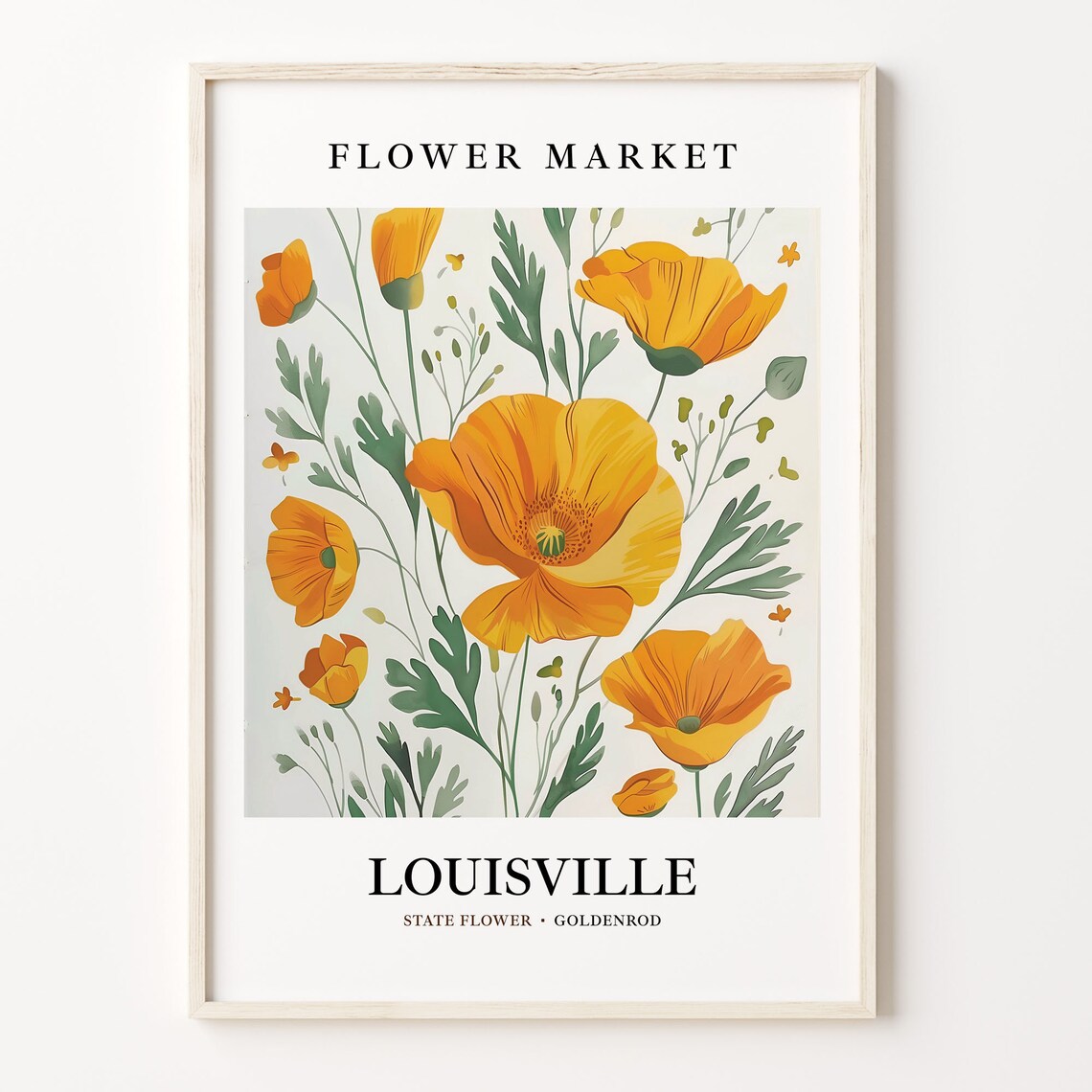 Louisville Kentucky Goldenrod Botanical Market Charming Retro Poster