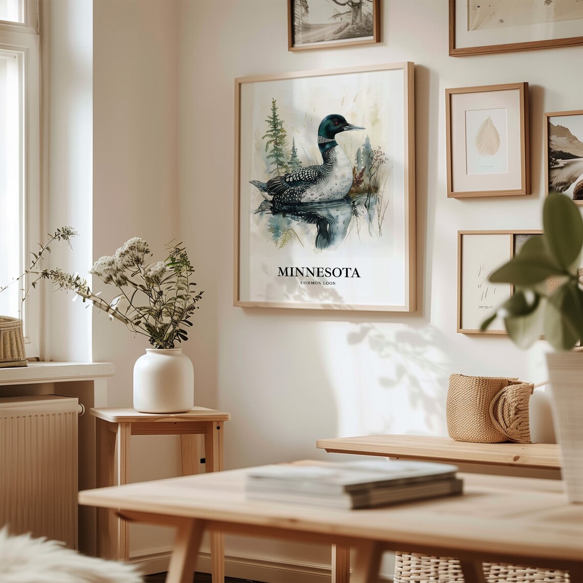 Minnesota State Bird And Flower Art Print - Image 2