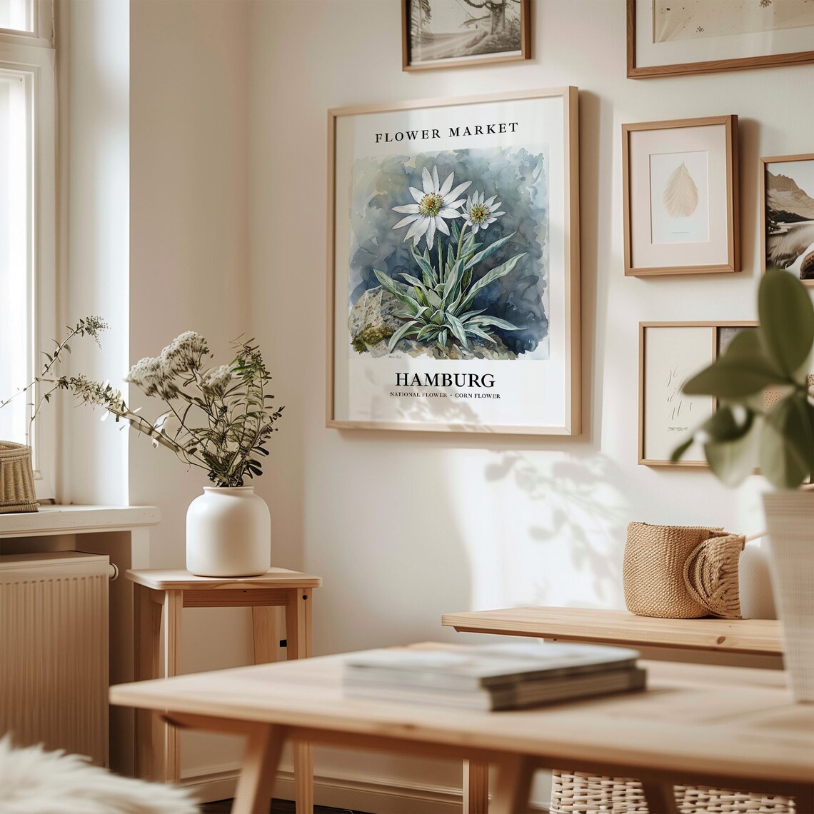 Hamburg Corn Flower National Flower Market Botanical Art Poster - Image 2