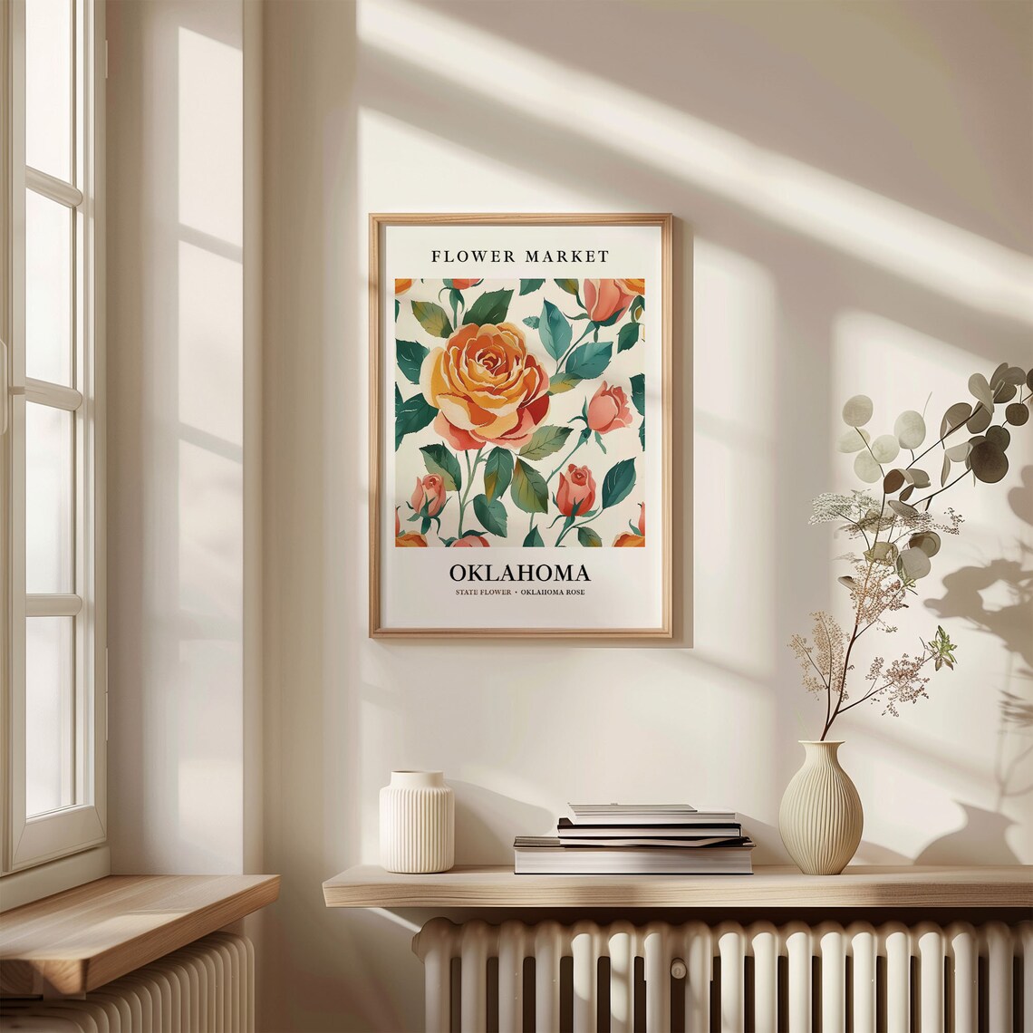 Oklahoma State Flower Art Print, 1960s Botanical - Image 3