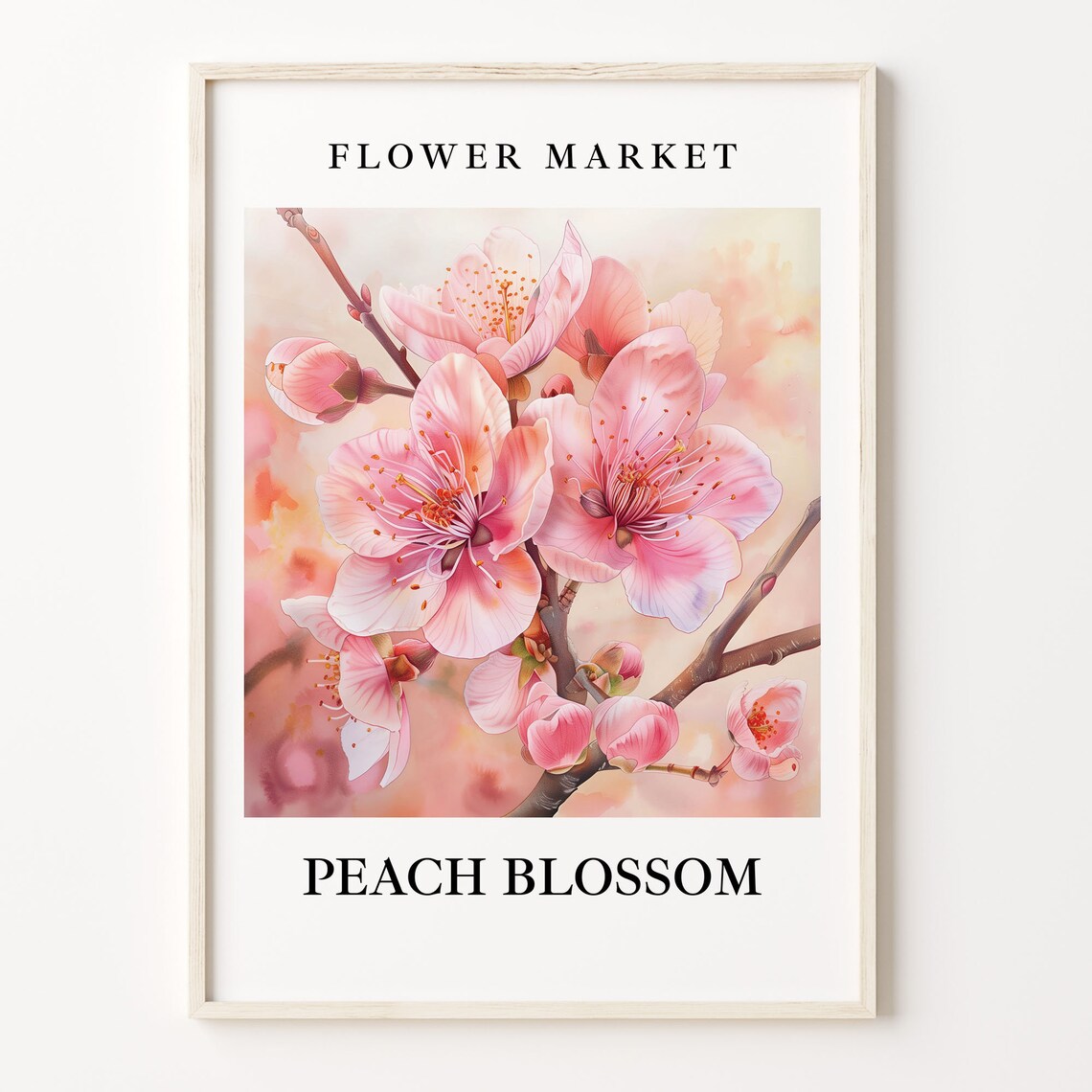 Peach Blossom Branch Flower Market Botanical Pink Spring Art Poster