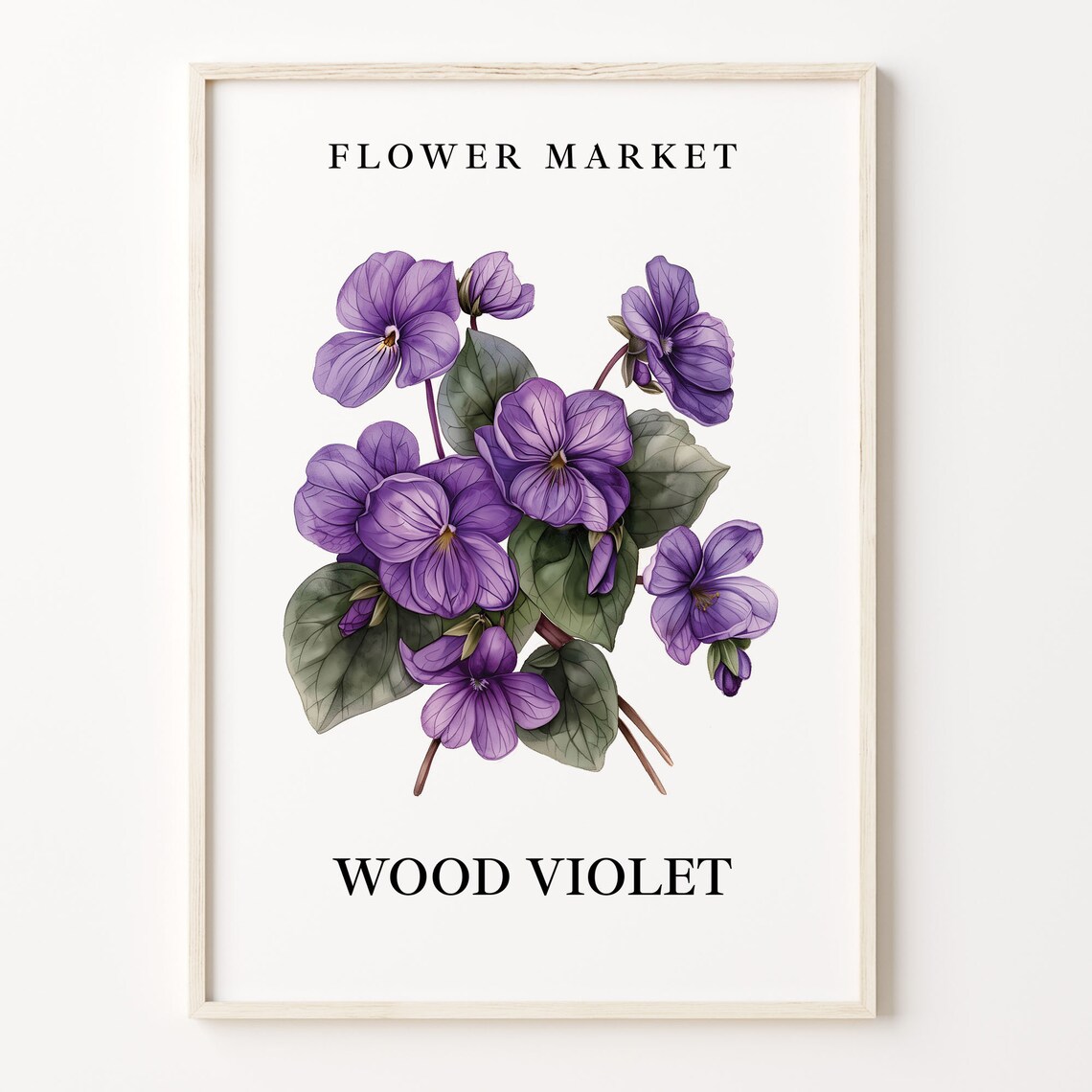 Wood Violet Flower Market Botanical Purple Wildflower Art Poster