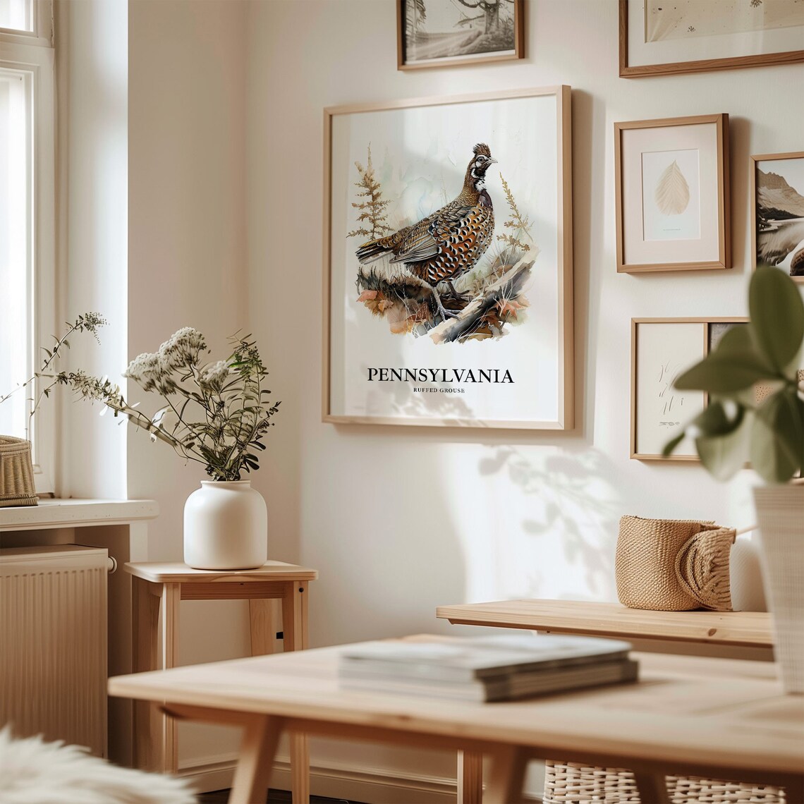 Pennsylvania State Bird Art Print, State Flower - Image 2