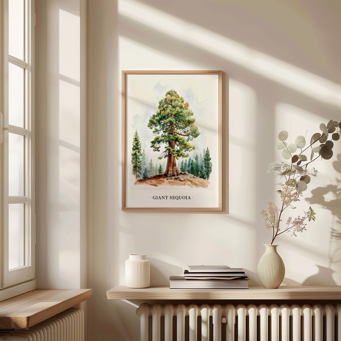 Giant Sequoia Tree Watercolor Forest Mountain Nature Art Poster - Image 3