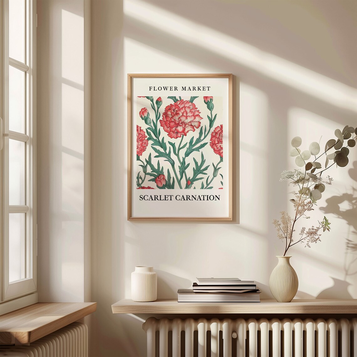 Scarlet Carnation Flower Market Botanical Red Bloom Art Poster - Image 3