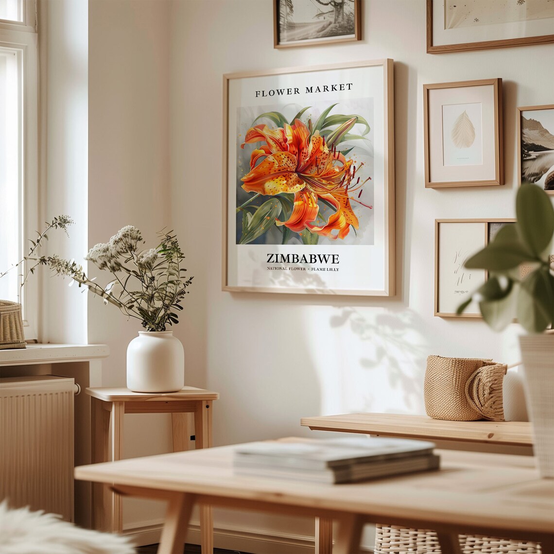Zimbabwe National Flower Art Print, Flame Lily Botanical - Image 2