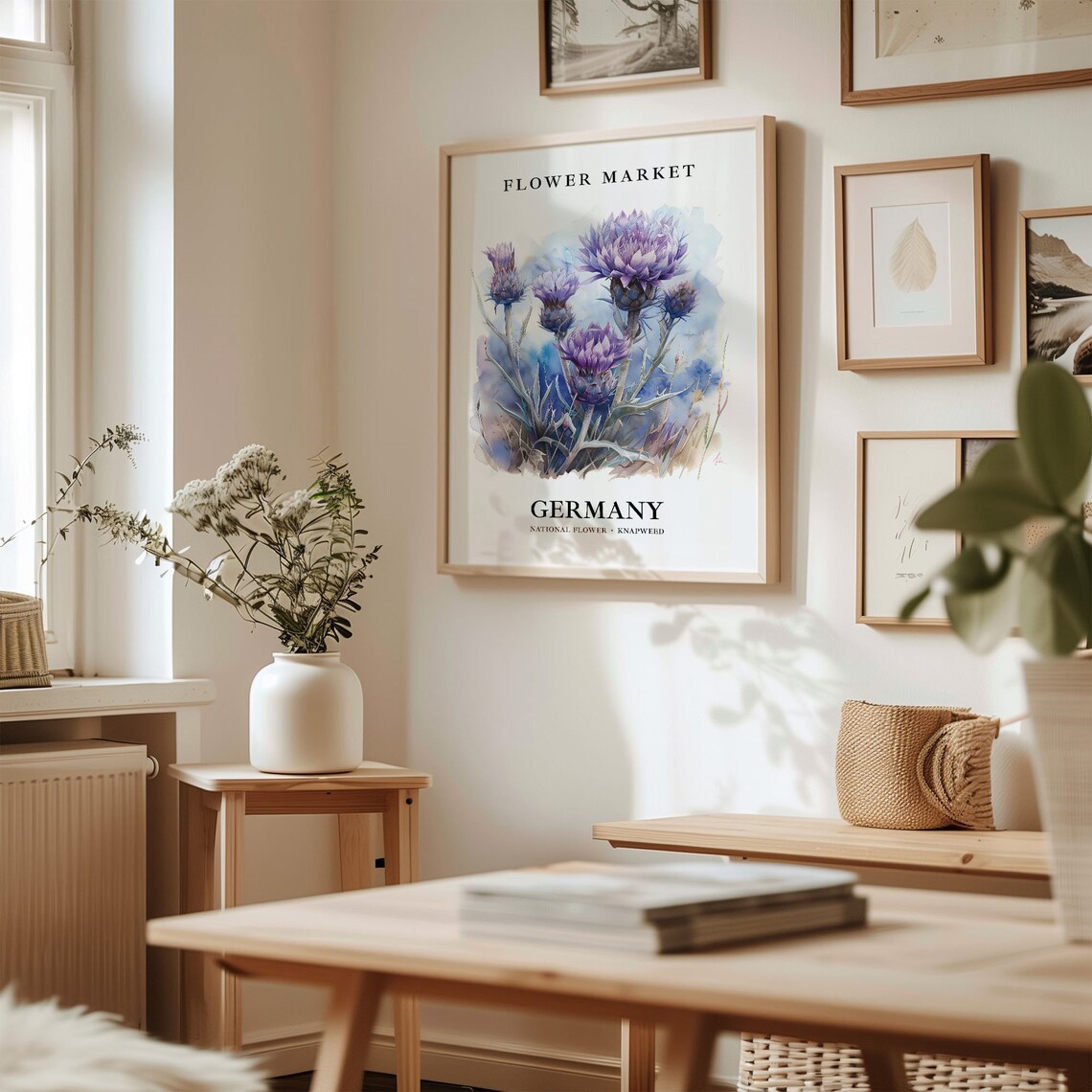 Germany Flower Market Art Print, Botanical Pastel - Image 2