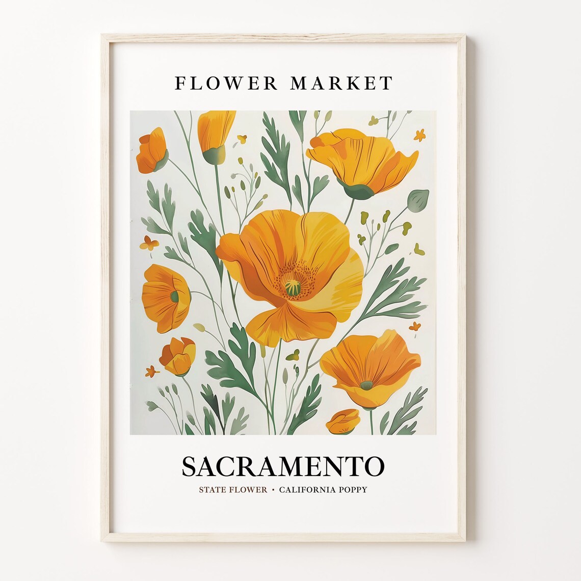 Sacramento Flower Market Art Print, California Poppy
