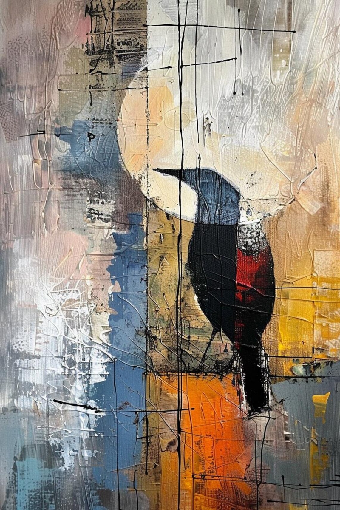 Colorful Bird Abstract Art Print, Contemporary Artwork - Image 2